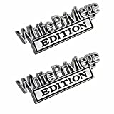 2pcs Metal White Privilege Edition Emblem Badge 3D Raised & Strong Adhesive Car Decals Suitable for All Vehicles