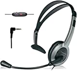 Panasonic KX-TCA430 Comfort-Fit, Foldable Headset with Flexible Noise-Cancelling Microphone and Volume Control, Regular, Grey/Silver