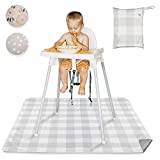 ThePerfectPicks Splat Mat for Under High Chair - Floor Mat for Baby, Kids & Toddlers - Waterproof, Washable & Anti-Slip- Messy Mat & Table Cloth for Food (Gray Buffalo Check)