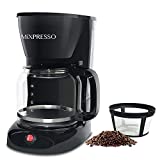 Mixpresso 12-Cup Drip Coffee Maker, Coffee Pot Machine, Borosilicate Glass Carafe, Anti-Drip System, Stainless Steel & Black Electric Coffee Maker (12 Cup)