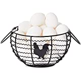 Wire Egg Basket, Farmhouse Kitchen Organizer (Black, 8.2 x 8.2 x 4.9 In)