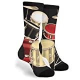 Drum Set Unisex Adult Fun Cool 3D Print Colorful Athletic Sport Novelty Crew Tube Socks