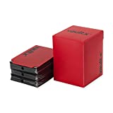 Vault X Deck Box and 150 Black Card Sleeves - Large Size for 120-130 Sleeved Cards - PVC Free Card Holder for TCG (Red)