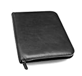 Maruse Personalized Italian Leather Executive Padfolio, Leather Portfolio Laptop Sleeve with Zip Closure and Writing Pad, Black