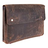 Moonster Leather Folder, Full Grain Leather File Folder Organizer Document Holder, Leather Portfolio for Men  Spacious Leather Folio Laptop Sleeve Case for 13" 14" 15 Laptops, Macbook & Tablets