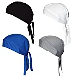 Sweat Wicking Beanie Cap Adjustable Hat Chemo Cap Skull Cap Head Wrap For Men and Women Fits under Helmets and Baseball Cap Pack of 4,Dark,White,Gray,Navy Blue,One Size