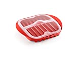 Lekue Microwave Bacon Maker/Cooker with Lid, Red, 11.02" L x 9.8" W x 2.3" H
