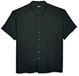 Van Heusen Men's Air Short Sleeve Button Down Poly Rayon Stripe Shirt, Green Zucchini, Medium