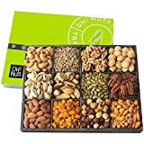 Oh! Nuts 12 Variety Mixed Nut Gift Basket, Holiday Freshly Roasted Healthy Gourmet Snack Gifts | Premium Wood Tray | Hanukkah, Thanksgiving, Men, Women, Prime Christmas Food Basket | Unique Gift Idea