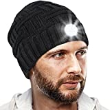 LED Beanie Hat With Light, Cool Gifts for Men Women, Dad Gift Christmas Stocking Stuffers for Husband Grandpa Boyfriend Brother, Rechargeable Lighted Knit Hat Headlamp Cap Flashlight Beanie Headlight