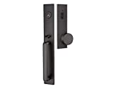 Emtek Contemporary Tubular Entry Set: Lausanne Style with Round KNOB on The Interior Side. 2 Backset Sizes Included 2-3/8 in. and 2-3/4 in. Color: Flat Black (US19), Model: 4819-US19