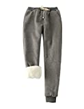 Yeokou Women's Warm Sherpa Lined Athletic Sweatpants Joggers Fleece Pants (Large, Dark Grey)