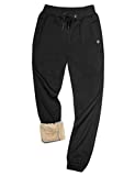 Gihuo Men's Sherpa Lined Active Sweatpants Warm Jogger Pants (Black, Medium)