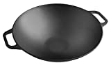 Victoria Cast Iron Wok. Stir Fry Pan. Smooth Balanced Base Seasoned with 100% Kosher Certified Non-GMO Flaxseed Oil, 14 Inch, Black