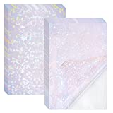 10 Sheets 2 Types Transparent Holographic Overlay Lamination Vinyl A4 Size Self-Adhesive Laminate Waterproof Vinyl Sticker Paper, 8.25 x 11.7 Inches (Broken Glass and Stars Patterns)