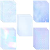 25 Sheets 5 Types Transparent Holographic Overlay Lamination Permanent Vinyl Self Adhesive Transparent Vinyl Holographic Vinyl for Stickers, A4 Size, 8.25 x 11.7 Inches