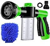 Hose Soap Sprayer Nozzle 8 Patterns, Car Wash Soap Sprayer Foam Sprayer Gun with 3.5oz/100cc Soap Dispenser Bottle, Washing Mitt, Garden Hose Nozzle Sprayer for Cleaning, Plant Watering, Showering Pet