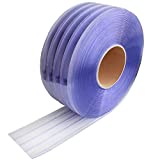 VIZ-PRO Standard Ribbed PVC Curtain Strip Door Bulk Roll, 101' Length x 8" Width x 0.08" Thick