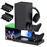 YUANHOT Vertical Cooling Stand Compatible with Xbox Series X, Charging Station Dock with 1400mAh Rechargeable Battery Pack and Dual Controller Charger Ports (NOT Compatible with Xbox One X/S), Black