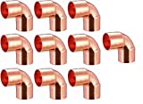 EZ-FLUID Plumbing 1/2" C X C Copper 90 Degree Elbow,Lead-Free Short TurnPressure Copper Fitting with Sweat Solder Connection for Residential,Commercial.(10 Pack)