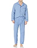 Hanes Men's Woven Plain-Weave Pajama Set, Blue Solid, Small