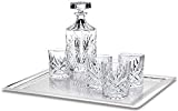 James Scott 6-Piece Crystal Whiskey Decanter Set - Lead Free Elegant Decanter with Beautiful Stopper and 4 Exquisite Old Fashioned Glasses | Packaged in an Exclusive Gift Box