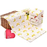 KOROTUS Muslin Baby Burp Cloths Washcloths Face Towels 5-Pack Extra Large 10 X 20 inches 6 Layers Super Absorbent Premium Soft Natural for Sensitive Skin Baby 100% Organic Cotton