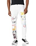 Enrica Men's Casual Color Printed Jeans Skinny White Denim Pants (White&Air, 32)