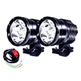 Motorcycle Led Driving Lights, 2x High/Low/Strobe Bicycle Dirt Bike Spotlights With Switch 12V 24V 40W