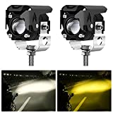 Kairiyard Motorcycle LED Driving Fog Lights 60W 6000lm Amber/Yellow White Dual Color Auxiliary Spot Lights Offroad Work Lights Pod for Motorcycle Truck SUV ATV E-Bike Tractor, 2 Packs