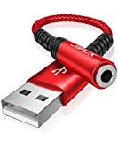 JSAUX USB to 3.5mm Jack Audio Adapter，USB to Audio Jack Adapter Headset，USB-A to 3.5mm TRRS 4-Pole Female, External Stereo Sound Card for Headphone, Mac, PS4, PC, Laptop, Desktops and More -Grey/0.6FT