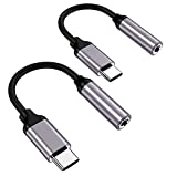 YCH USB Type C to 3.5mm Female Headphone Jack Adapter-2 pack, USB C to Aux Audio Dongle Cable Compatible with Pixel 4 3 2 XL, Samsung Galaxy S21 S20 Ultra S20+ Note 20 10 S10 S9 Plus for iPad Pro