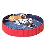 NACOCO Foldable Dog Pool Large Dog PVC Swimming Pool Cat Hard Plastic Water Pool Pet Outdoor Collapsible Swimming Pond in Summer for Dogs and Kids(Red,XL)