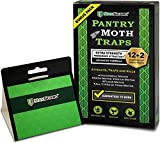 MAXGUARD Pantry Moth Traps (12 Pack +2 Free) with Extra Strength Pheromones | Non-Toxic Sticky Glue Trap for Food and Cupboard Moths in Your Kitchen | Trap and Kill Seed Grain Flour Meal Moths |