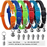 LLHK 6 Pack Reflective Cat Collars & 6 Pcs Name Tags,Breakaway Safety Kitten Collar with Bell,Adjustable 7''-12'',for Girl Male Cats, Personalized ID Tag,Pet Supplies,Stuff,Accessories(12 Pack)