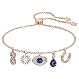 SWAROVSKI Women's Symbolic Evil Eye Charm Bracelet, Blue & White Crystal, Rose-Gold Tone Plated, One size (5497668)