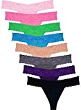 Sunm Boutique 8 Pack Lace Thongs for Women Thong Underwear Women Lace Thong Panties Low Waist Thongs for Women (Multi, Medium)