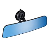 12'' Large Anti Glare Rear View Mirror with Suction Cup, Stick on Universal Frameless Inside Rearview Blue Mirror with Panoramic Wide Angle Mounted on Windshield for Car Marine Auto Boat Truck SUV Van
