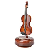 WIOR Violin Music Box, Creative Music Box Violin with Rotating Musical Base, Classical Music Box Mini Replica Instrument Crafts, Great Gift for Boys Girls Birthday Christmas New Year