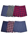 Fruit of the Loom Men's Tag-Free Woven Boxer Shorts, Relaxed Fit, Moisture Wicking, Color Multipacks, Assorted Plaid, Large