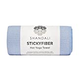 Shandali StickyfiberHot Yoga Towel - Silicone Backed Yoga Mat-Sized, Absorbent, Non-Slip, 24" x 72" Bikram, Gym, and Pilates - (Blue, Standard)