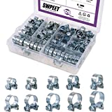 Swpeet 120Pcs 10 Sizes Zinc Plated Mini Fuel Injection Line Style Hose Clamp Assortment Kit Perfect for Automotive, Agriculture, Plant & Construction
