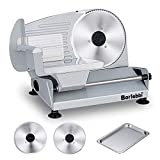 Meat Slicer, 200W Electric Food Slicer with 2 Removable 7.5" Stainless Steel Blades & One Stainless Steel Tray, Child Lock Protection, Adjustable Thickness, Food Slicer Machine for Meat Cheese Bread