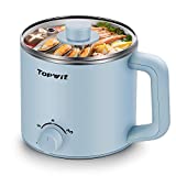 Topwit Electric Pot, Mini Ramen Cooker, 1.6L Noodles Pot, Hot Pot, Multifunctional Electric Cooker for Pasta, Shabu-Shabu, Oatmeal, Soup and Egg with Over-Heating Protection, Boil Dry Protection, Blue