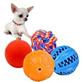 Volacopets 4 Pack Puppy Balls, Puppy Teething Ball, Dog Balls for Small Dogs, Squeaky Ball for Small Dog, Rubber Ball, Puppy Toys, Dog Enrichment Toys for Chewing