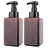 2 Pack Foaming Soap Dispenser 15oz Refillable Foam Liquid Hand Soap Empty Plastic Pump Bottle Container for Bathroom Vanities, Kitchen Sink, Hospital, Clinic - Amber Brown 450ml