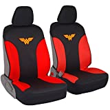 BDK DC Comics Wonder Woman Car Seat Covers - 100% Waterproof Front Pair Gray Black Fit Cover - Side Airbag Safe Protection for Car SUV Van Truck (WBSC1911)