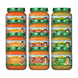 Earth's Best Organic Baby Food Jars, Stage 1 Vegetable Puree for Babies 4 Months and Older, Organic Veggie Variety Pack, 4 oz Resealable Glass Jar (Pack of 12)