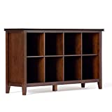 SIMPLIHOME Artisan SOLID WOOD 57 inch Wide Contemporary Modern 8 Cube Storage Sofa Table in Russet Brown with Storage, 8 Shelves, for the Living Room, Entryway and Bedroom