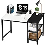 Small Computer Desk with Storage Shelves White 40 Inch Home Student Desk for Bedroom,Dorm Study PC Laptop Work Writing Table by Lufeiya (White Black)
